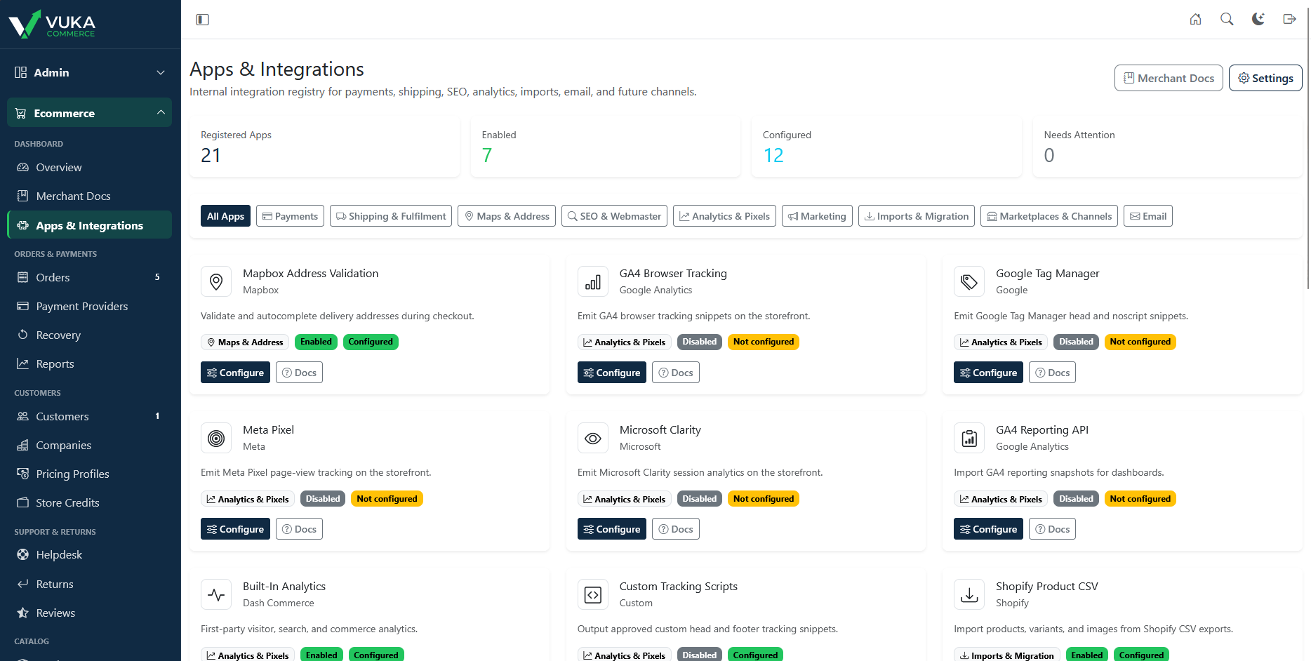Apps & Integrations screenshot