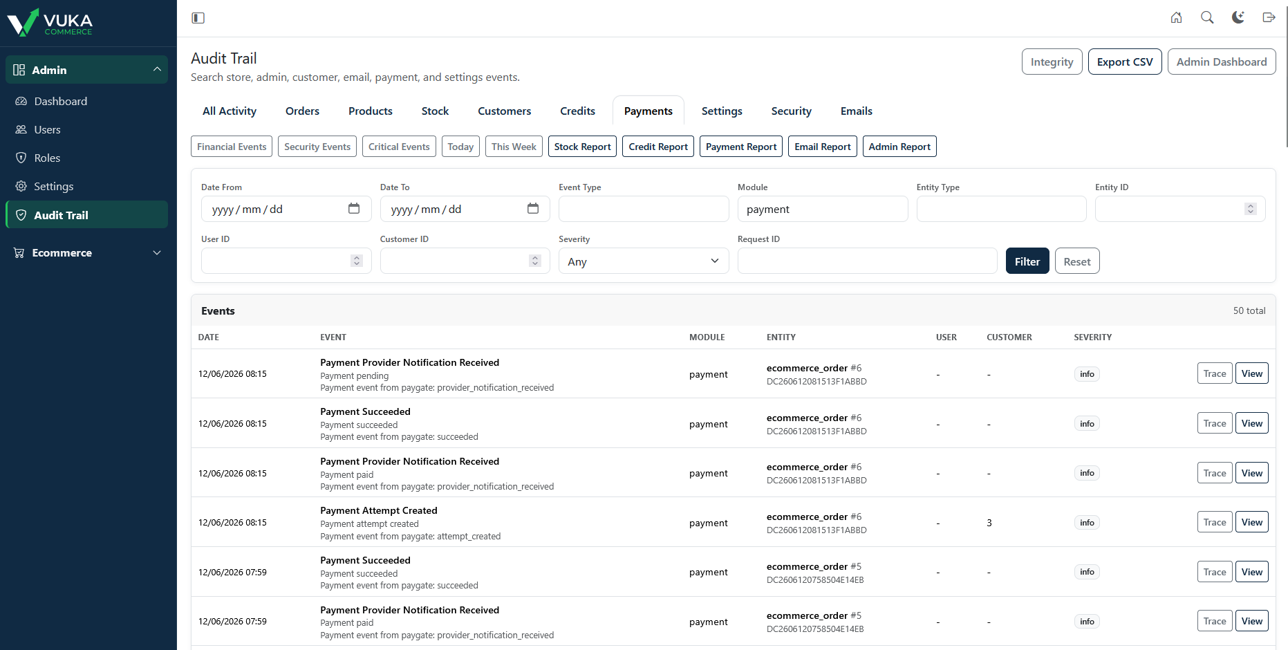 Audit Trails screenshot