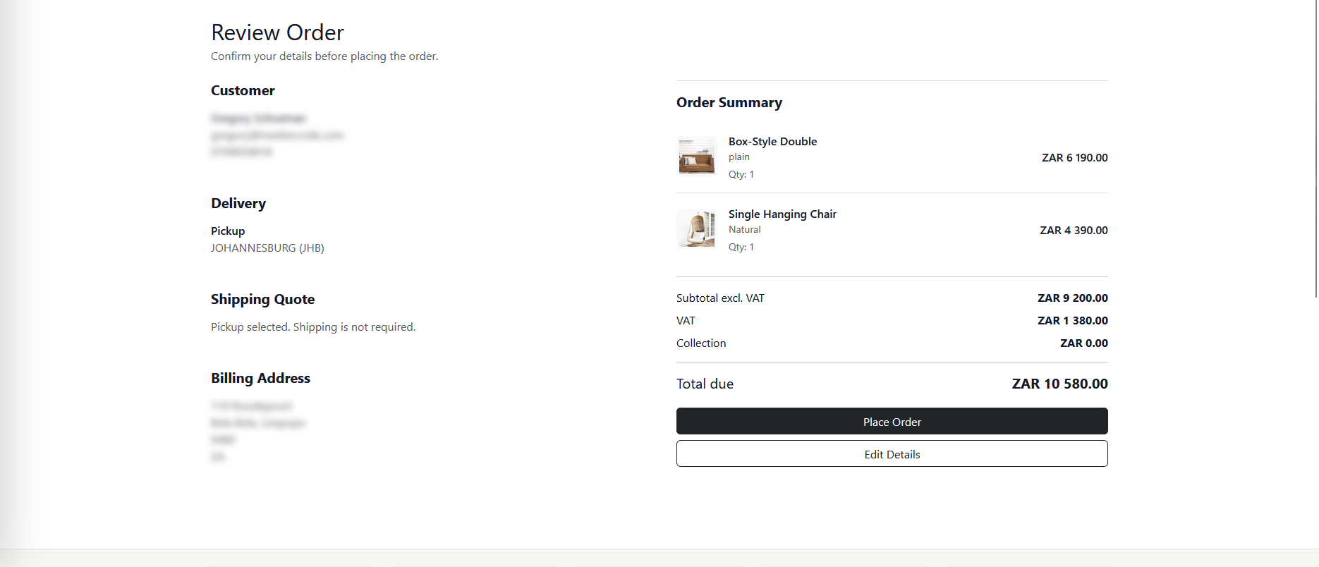 Checkout Experience screenshot